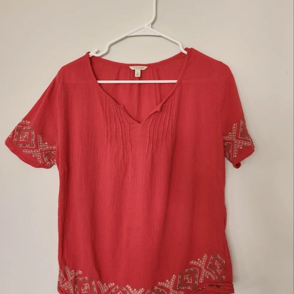 Sonoma Boho Short Sleeve Womens Shirt Red Size Small - Picture 7 of 9
